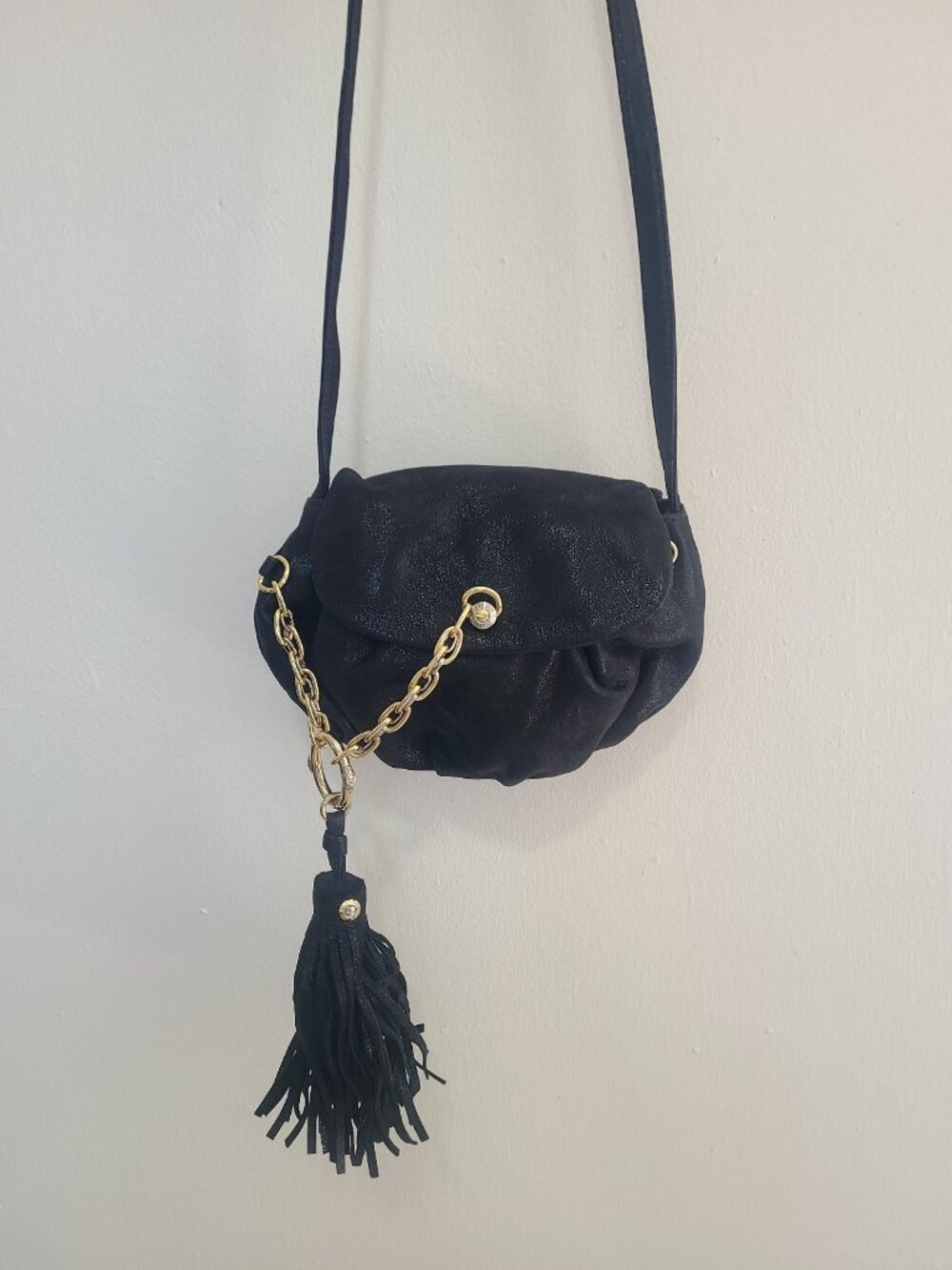 Henri Bendel Crossbody Bag Fringe Chain Black